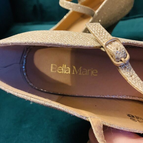 Bella Marie Womens 8.5 Gold Glitter Heel - Fancy Glitz Sparkle - Picture 4 of 12